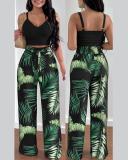 Plus Size Fashion Print Sling Top And Pants Two Piece Set GSRX-9006