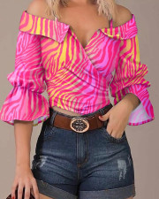 Plus Size Fashion Printed Off Shoulder Strap Top GSRX-9010