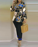 Plus Size Printed Fashion 2 Piece Pants Set GSRX-9003
