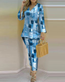 Plus Size Printed Fashion 2 Piece Pants Set GSRX-9003