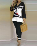 Plus Size Printed Fashion 2 Piece Pants Set GSRX-9003