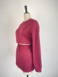 Long Sleeve Solid Tops And Skirt Two Piece Set GWDS-221069