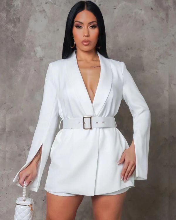 Fashion Casual Blazer Dress (with belt) TK-6276