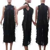 Sleeveless Knitted Tassel Midi Dress TK-6277