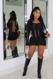 Sexy Solid Color Backless Long Sleeve Rompers MDF-5359