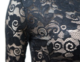 Plus Size Sexy Nightclub See-through Lace Maxi Dress NNWF-7066