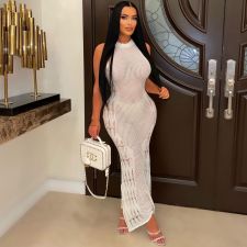 Fashion Knitted Hollow Beach Maxi Dress ZSD-0250