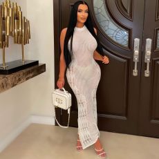 Fashion Knitted Hollow Beach Maxi Dress ZSD-0250