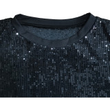 Letter Print Sequin Loose Casual Dress BGN-276