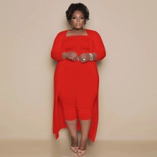 Solid Color Jumpsuits And Coat Suit BDF-7033