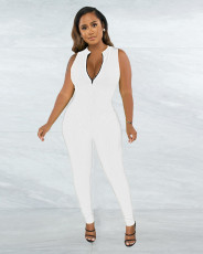 Rib Casual Sports Sleeveless Zip Jumpsuit ME-8283