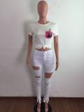 Fashion Hole High-waisted Jeans LA-3266