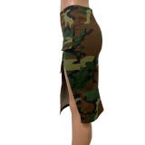 Pocket Camouflage Sexy Split Skirt LSD-83183