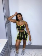 Colorful Ribbon Camisole And Shorts Two Piece Set LP-66862