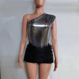 Sexy Bodysuits Plush Mini Skirt Suit LSD-83182