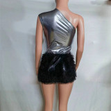 Sexy Bodysuits Plush Mini Skirt Suit LSD-83182