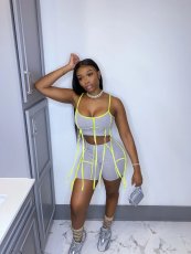 Colorful Ribbon Camisole And Shorts Two Piece Set LP-66862