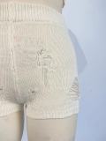 Fashion knitted Hollow Short Sleeve Shorts Two Piece Set GWDS-230336