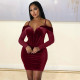 Sexy Tight Mesh Long Sleeve Patchwork Mini Dress GOSD-6836