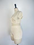 Fashion knitted Hollow Short Sleeve Shorts Two Piece Set GWDS-230336