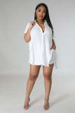 Casual Solid Color Split Short Sleeve Shorts Suit ANDF-1507