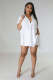 Casual Solid Color Split Short Sleeve Shorts Suit ANDF-1507