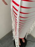 Half-high Neck Rib Printed Ribbon Sleeveless Dress NIK-324