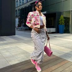 Printed Casual Fashion Baseball Coat CH-23012