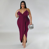 Plus Size Solid Sling Maxi Dress NNWF-7796