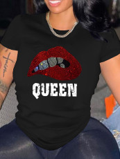 Plus Size Printed Round Neck Short Sleeve T-shirt WAF-900011