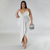Plus Size Solid Sling Maxi Dress NNWF-7796