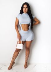 Fashion Short Sleeve Sling Shorts Two Piece Set BS-1333