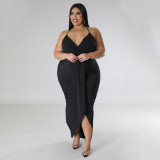 Plus Size Solid Sling Maxi Dress NNWF-7796