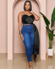 Fashion Irregular Chest Wrap Top FNN-8699