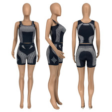 Print Vest Shorts Casual Sports Two Piece Set GLF-21031