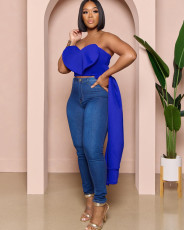 Fashion Irregular Chest Wrap Top FNN-8699