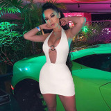 Solid Sexy Halter Mini Dress GLF-07009