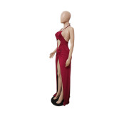 Sexy Backless Split Maxi Dress QXTF-8147