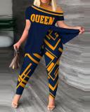 Plus Size Print Two Piece Pants Set GSRX-9017