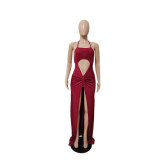 Sexy Backless Split Maxi Dress QXTF-8147