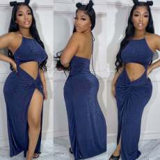 Sexy Backless Split Maxi Dress QXTF-8147