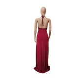 Sexy Backless Split Maxi Dress QXTF-8147