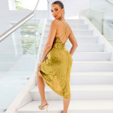 Plus Size Sexy Sequined Split Nightclub Dress NY-2667