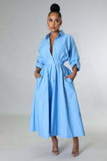Fashion Long Sleeve Shirt Dress OSM-4383