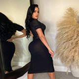 Plus Size Sexy Slim Fit Lapel Sweater Midi Dress NY-090