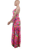 Sexy Backless Print Maxi Dress XHXF-345