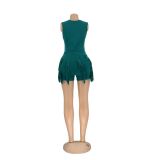 Tassel Lace Sleeveless Shorts Two Piece Set AIL-235