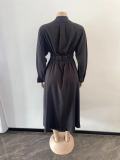 Fashion Long Sleeve Shirt Dress OSM-4383