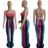 Plus Size Backless Print Jumpsuits WPF-8838