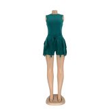 Tassel Lace Sleeveless Shorts Two Piece Set AIL-235